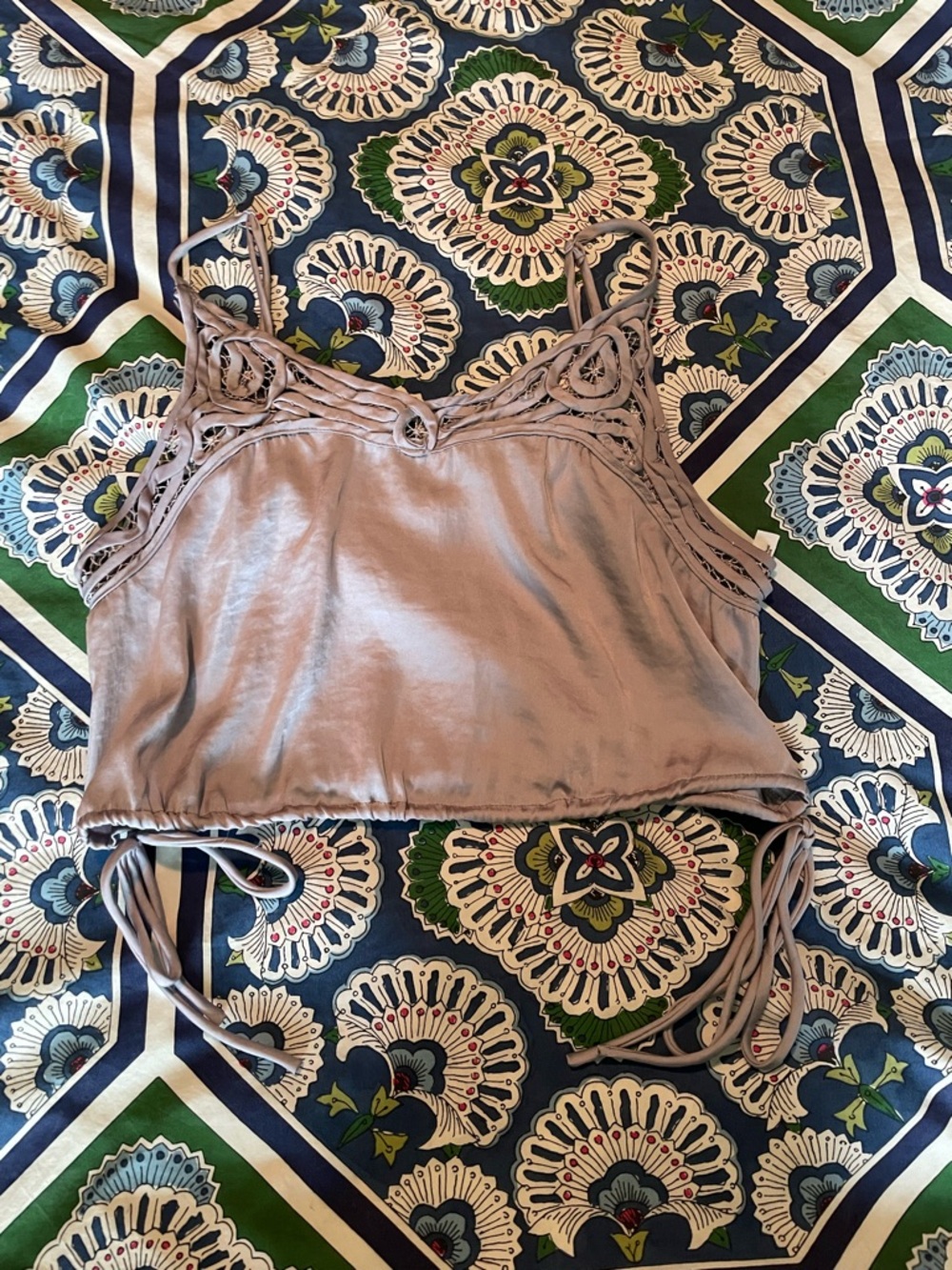 Free People Intimately Lavender Lace-Trim Cropped Cami